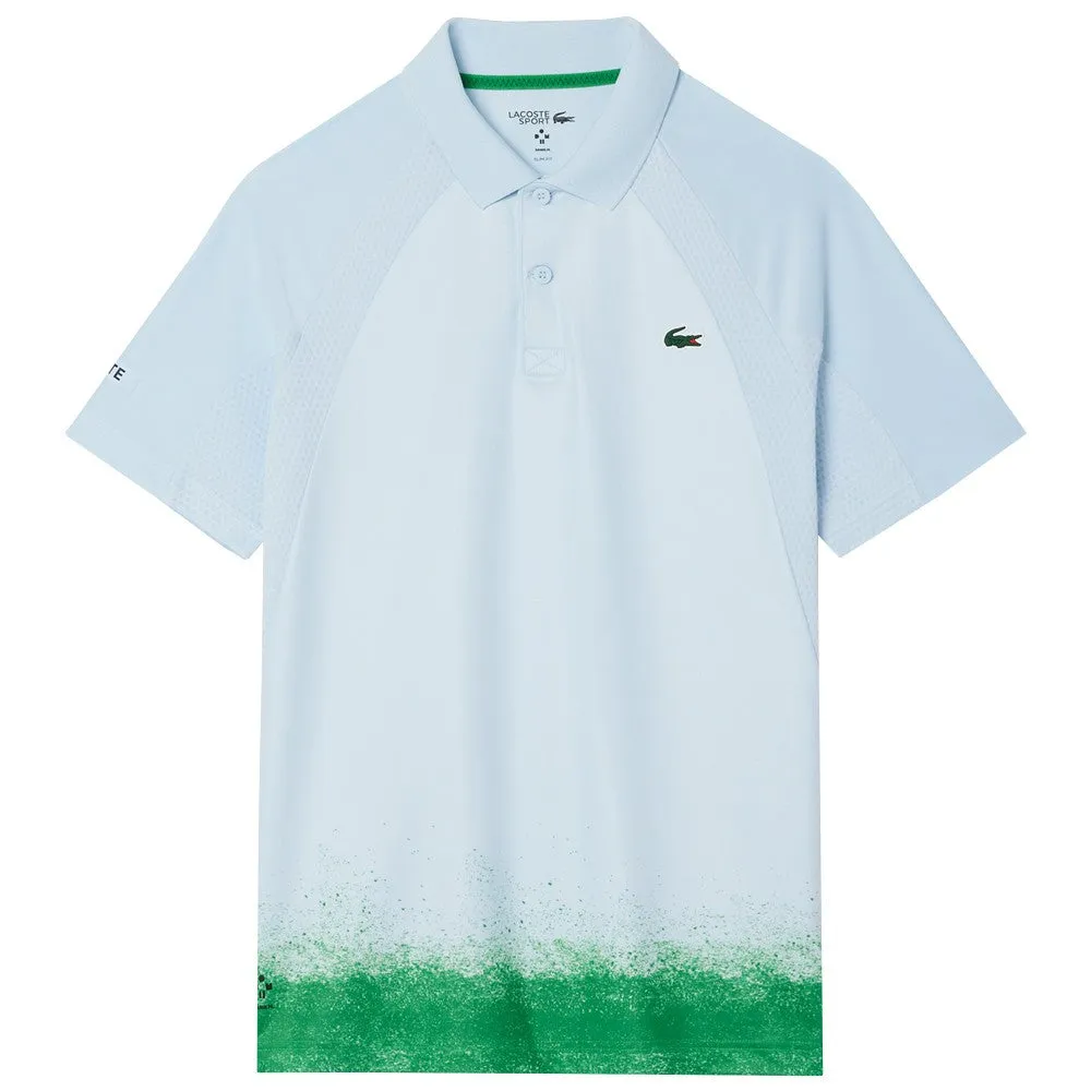 Lacoste Men's Medvedev X Tennis Polo - Light Blue Quick Drying Lightweight Material Indoor Wear