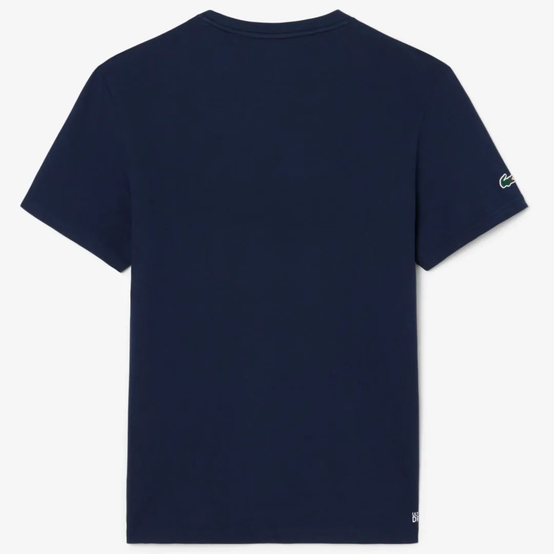Lacoste Men's Medvedev X Tennis Tee - Navy Blue Stylish Design Odor Resistant Embroidered