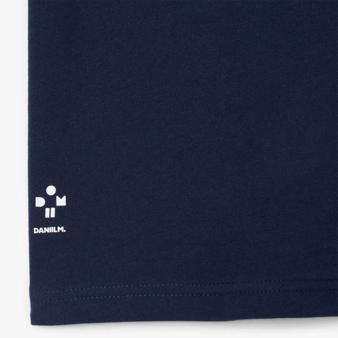 Lacoste Men's Medvedev X Tennis Tee - Navy Blue Stylish Design Sequin Work Weaving