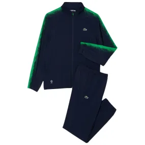 Lacoste Men's Novak Djokovic Tennis X Sweatsuit - Navy Blue/Green Anti-static Straight fit