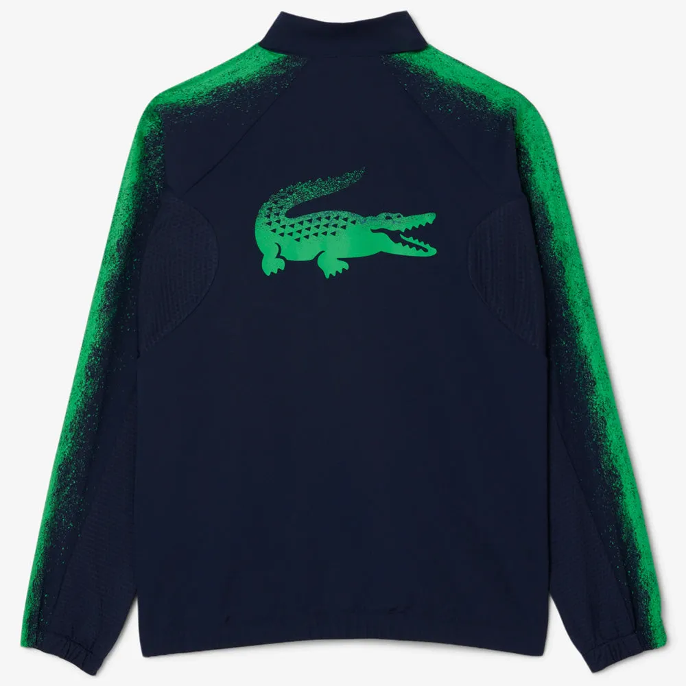 Detachable Liner Printing Lacoste Men's Novak Djokovic Tennis X Sweatsuit - Navy Blue/Green Anti-static