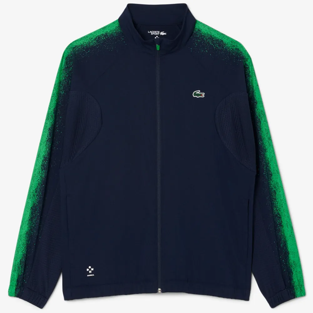Lacoste Men's Novak Djokovic Tennis X Sweatsuit - Navy Blue/Green Anti-static High Neck