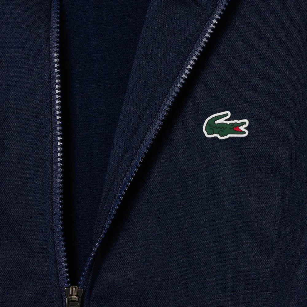 Lacoste Men's Striped Tennis Jacket - Navy Blue/White Non-Stretch Casual Style Sleek