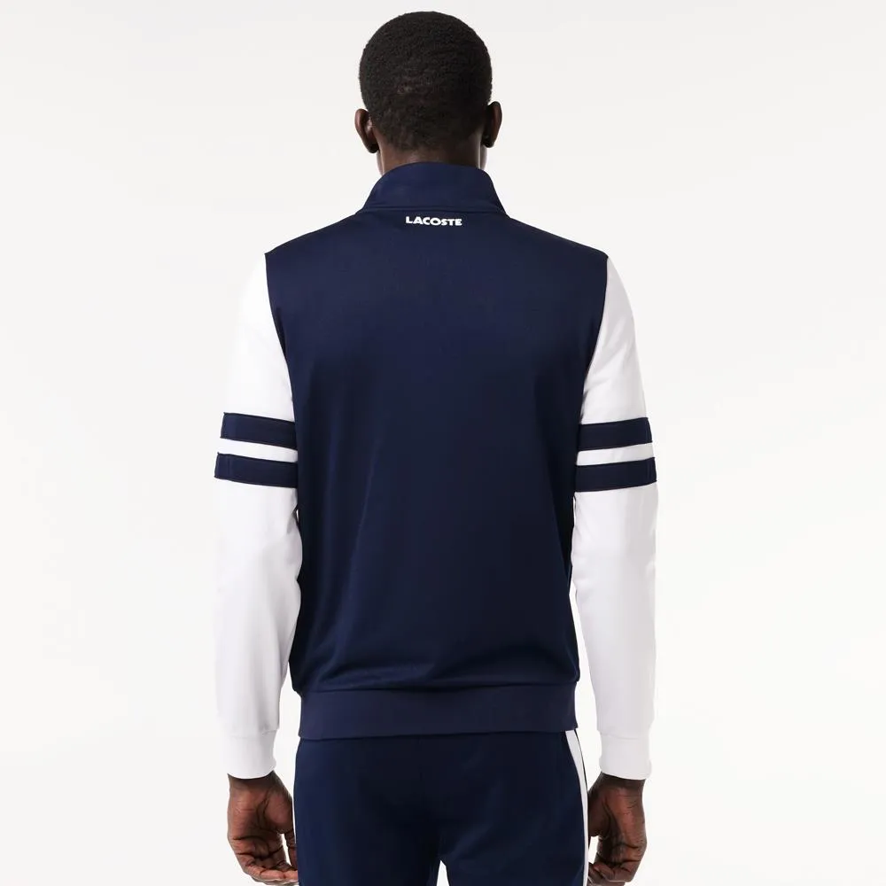 Lacoste Men's Striped Tennis Jacket - Navy Blue/White Non-Stretch Luxury material