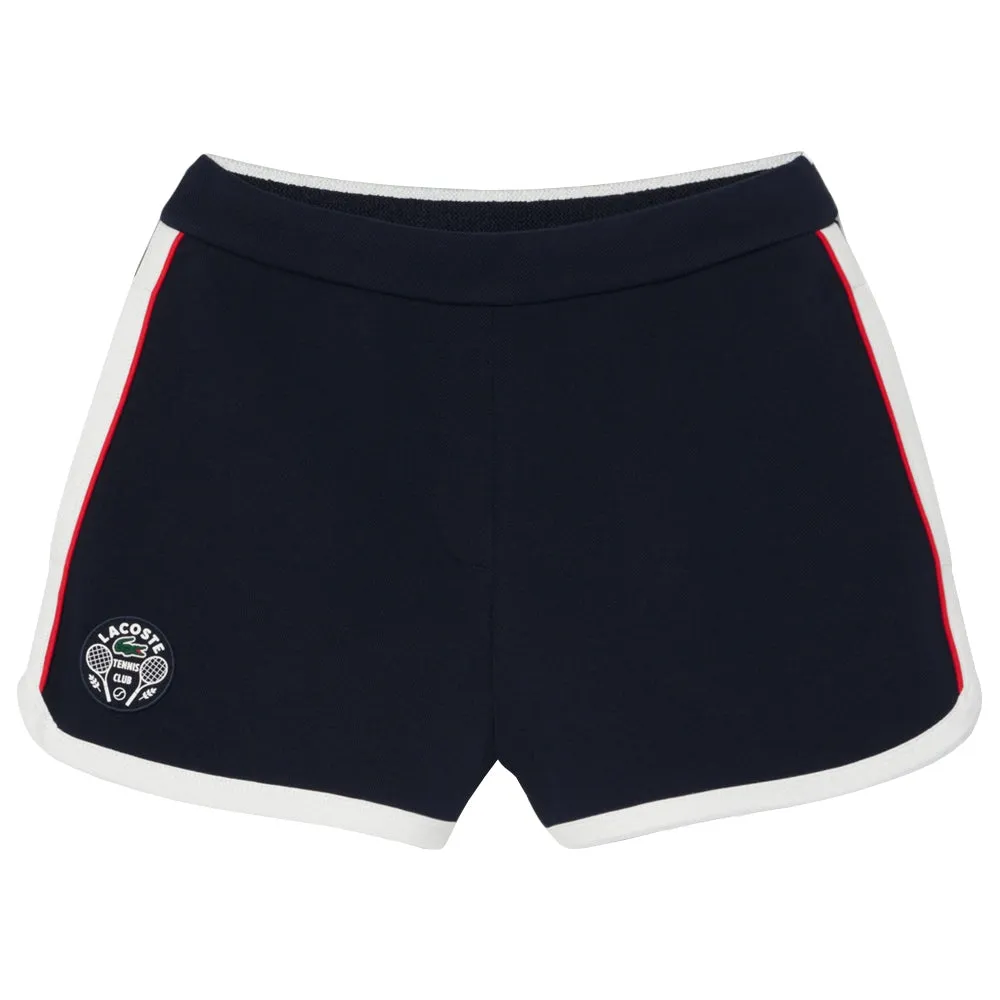 Roll - Up Design Lacoste Women's Heritage Stretch Pique Short - Navy Blue/White Slip-on