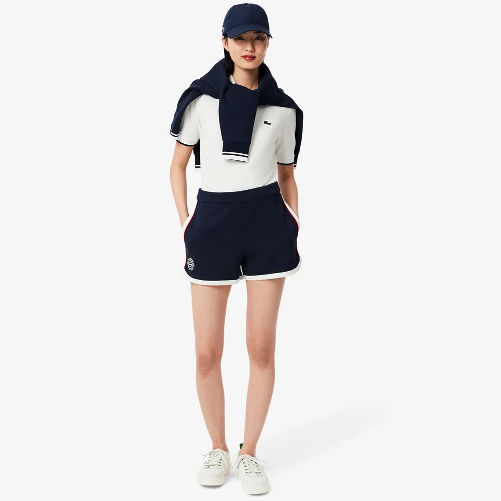 Fine Weave Smooth Zippers Lacoste Women's Heritage Stretch Pique Short - Navy Blue/White Slip-on