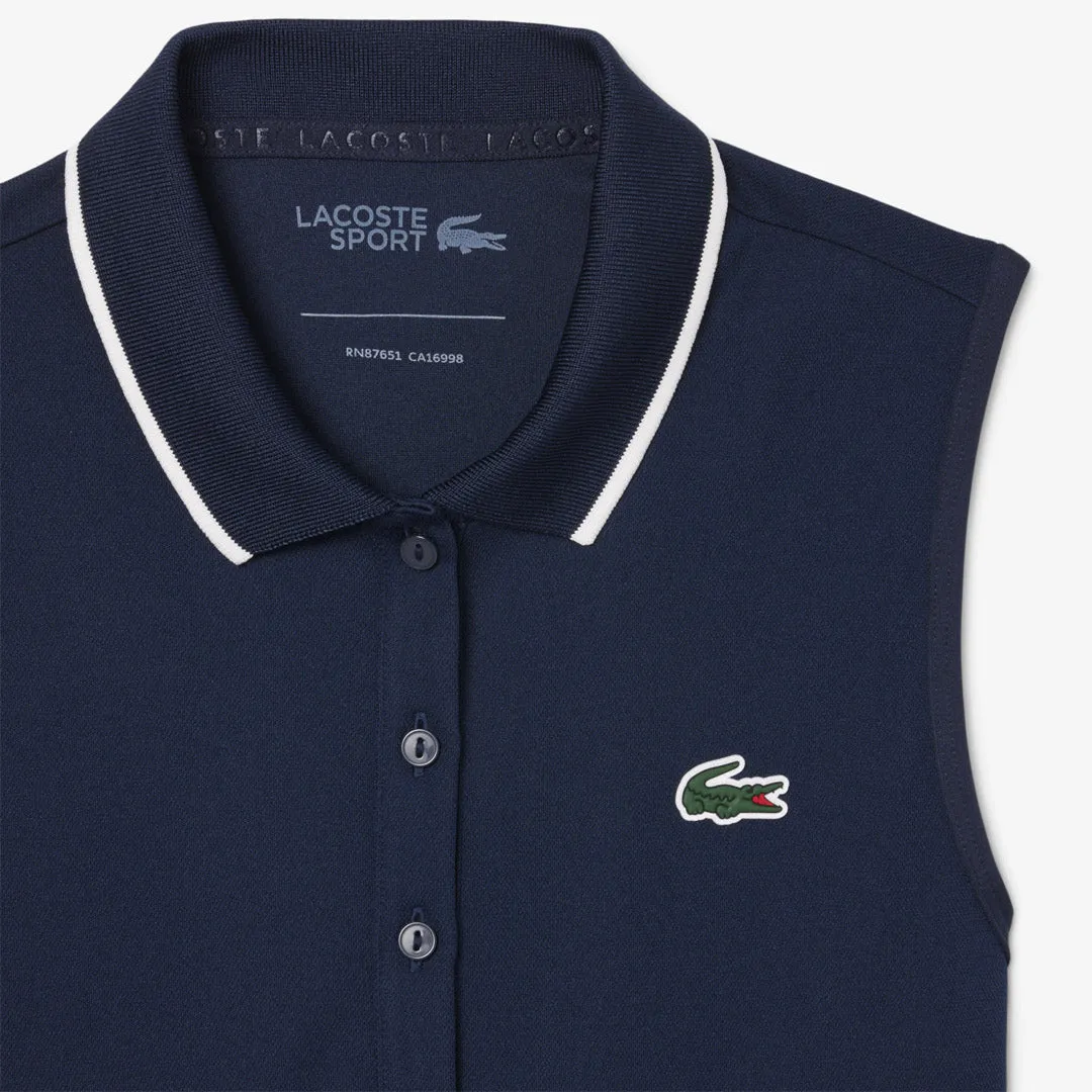 Skinny Fit Shape - Retention Lacoste Women's Heritage Ultry Dry Tennis Dress - Navy Blue/White studded