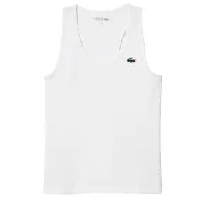Durable Fabric Lining Material Lacoste Women's Sport Ribbed Tank - White Tumble Dryable