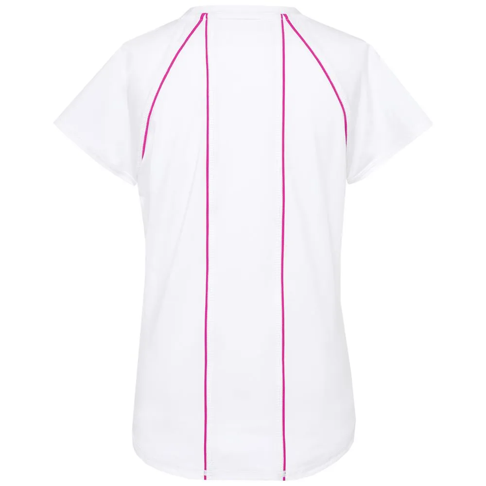 Fila Girls Core Short Sleeve - White/Pink Glow Fine Stitching Lace trim