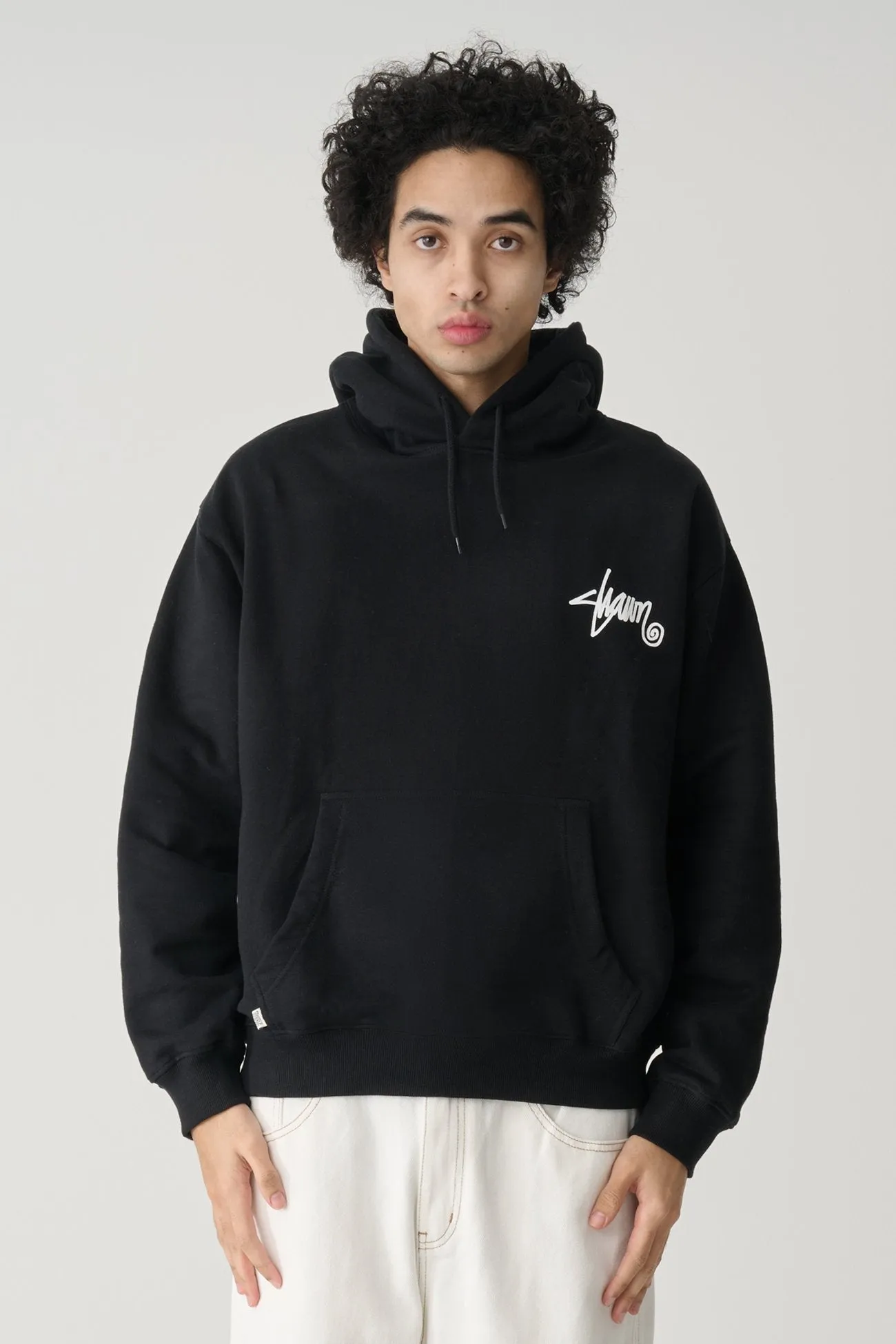 Shawn Script Hood Black Sporty Casual