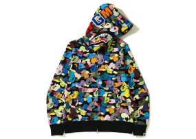 Shape - Retention Insulation Bape Multi Camo Shark Full Zip Hoodie (Ss23) Black