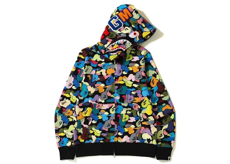 Shape - Retention Insulation Bape Multi Camo Shark Full Zip Hoodie (Ss23) Black