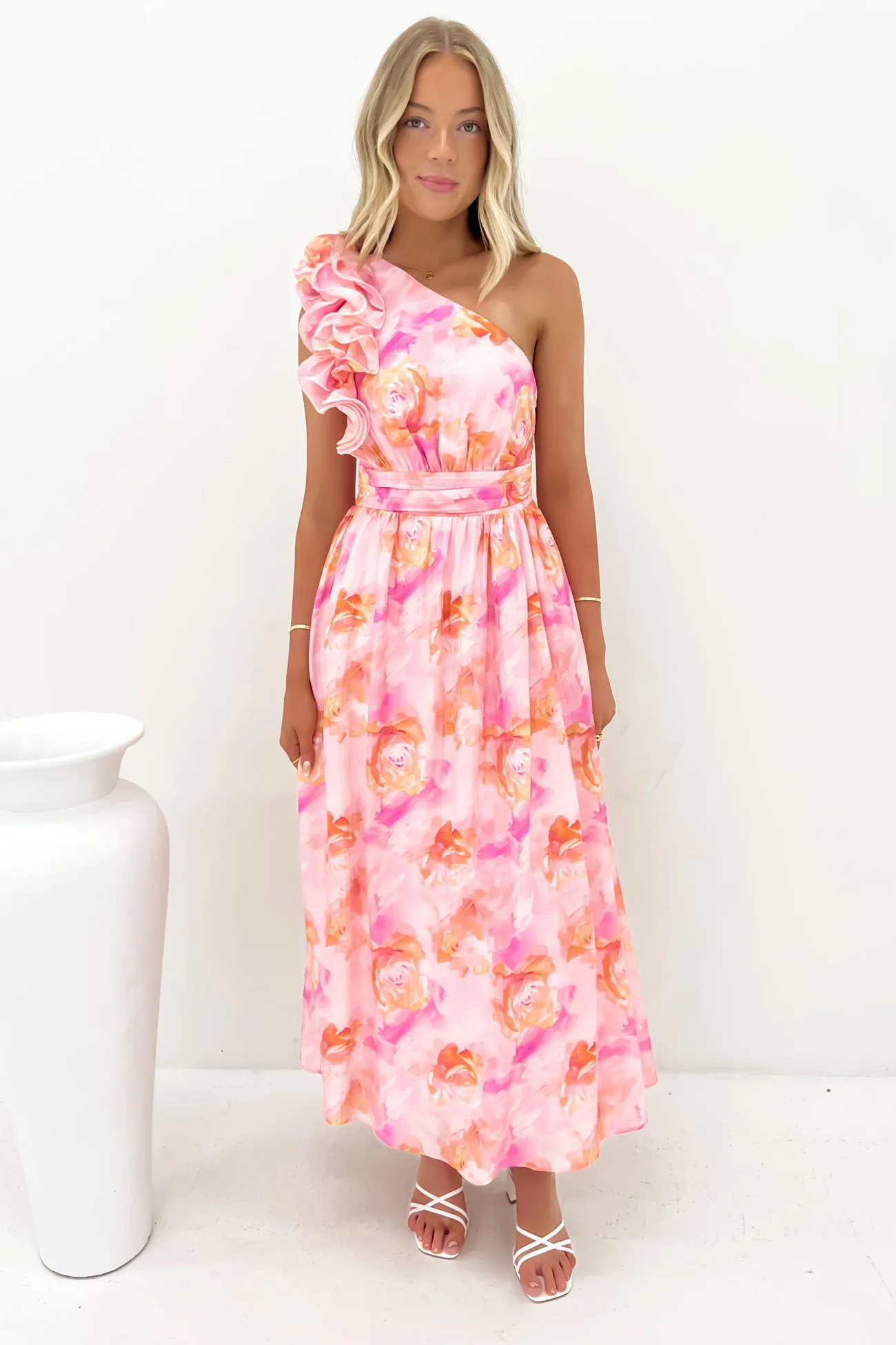 Colby Midi Dress Pink Hues Silky Touch Coastal Soft