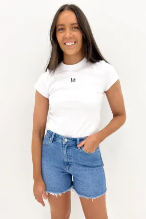 Moisture Control Fabric Essential Rib Tee Timeless White