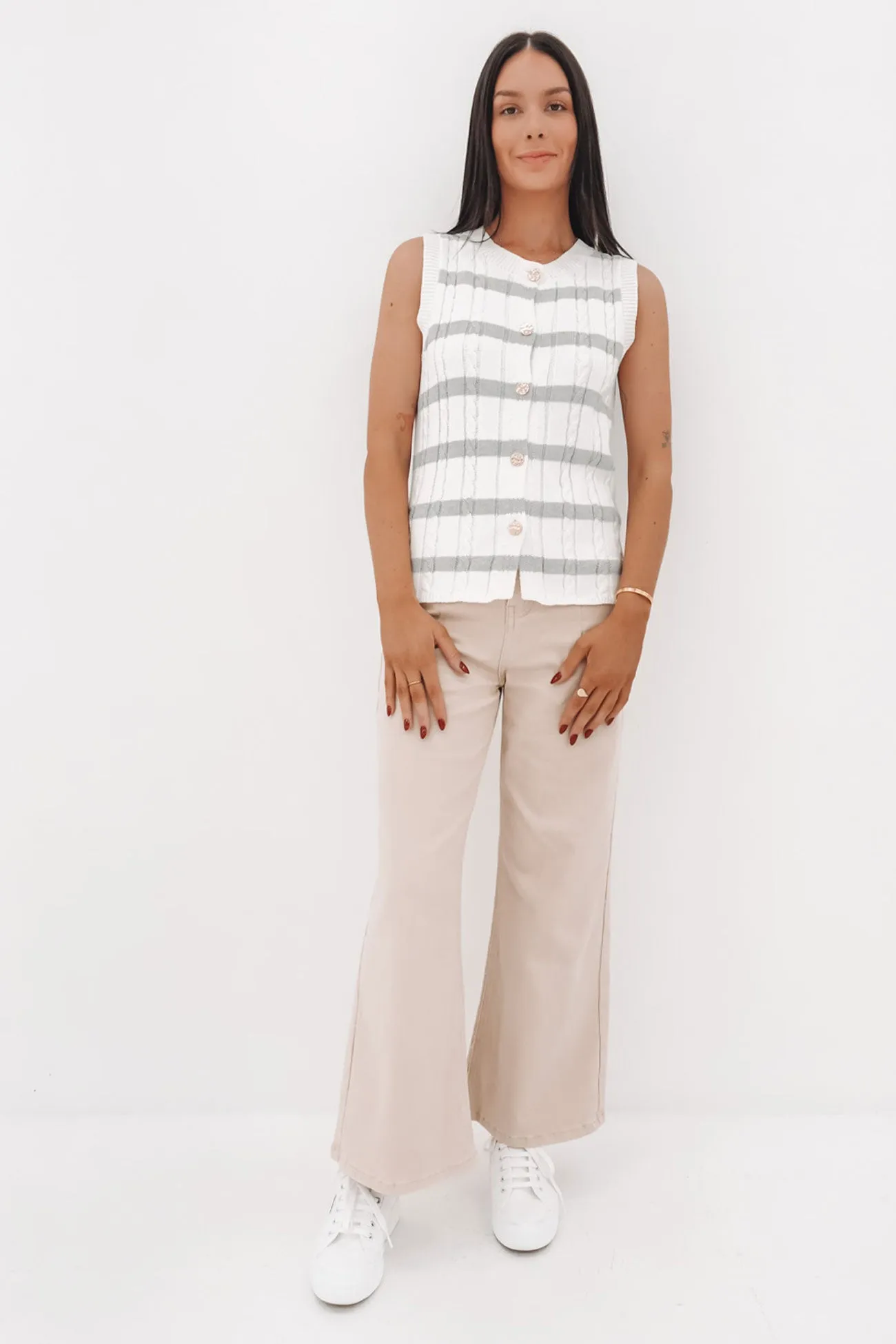 made in China Ellidy Knit Vest Grey Stripe