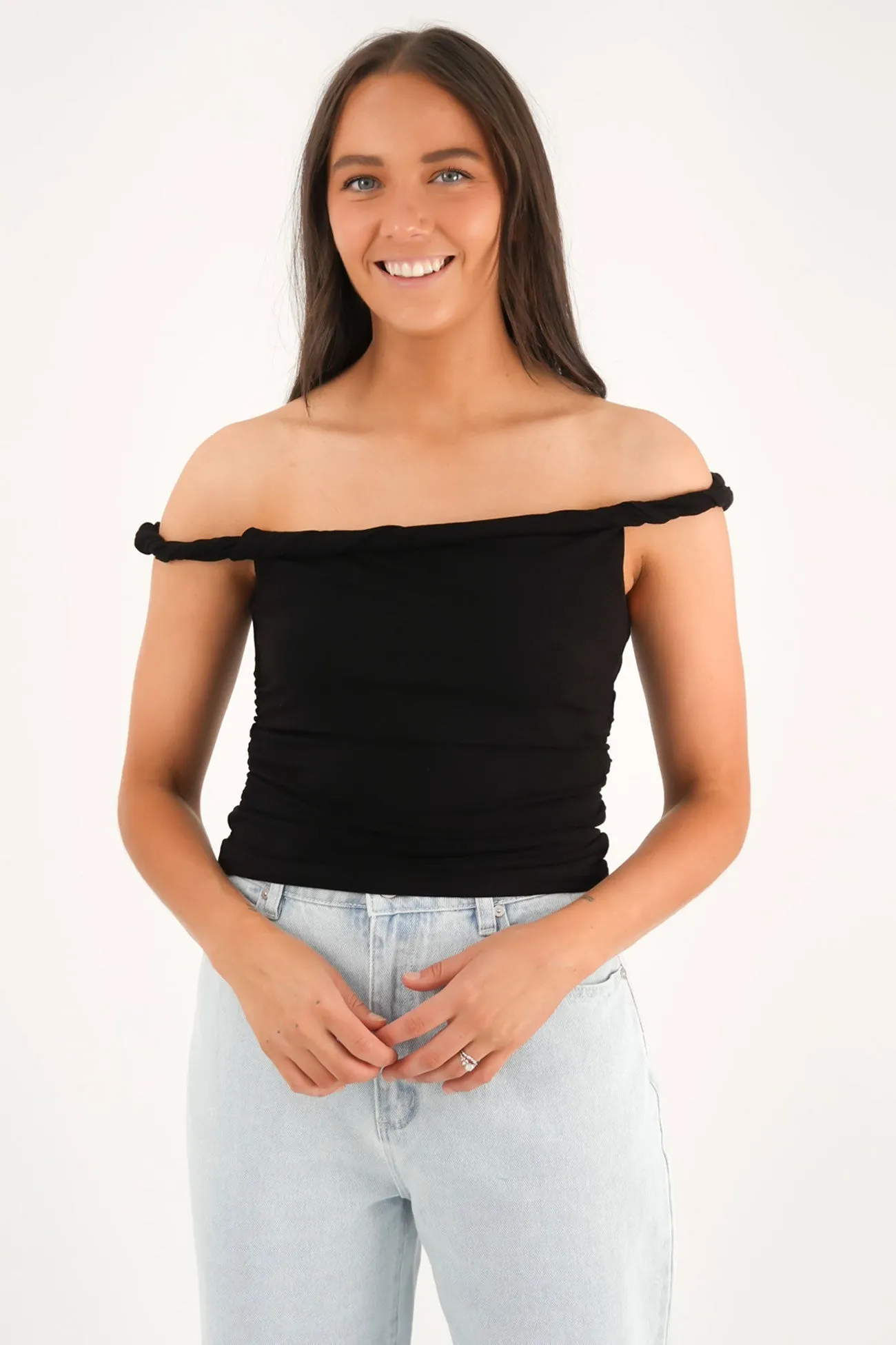 Evie Twist Tank Black Soft Flexible Enhanced Airflow