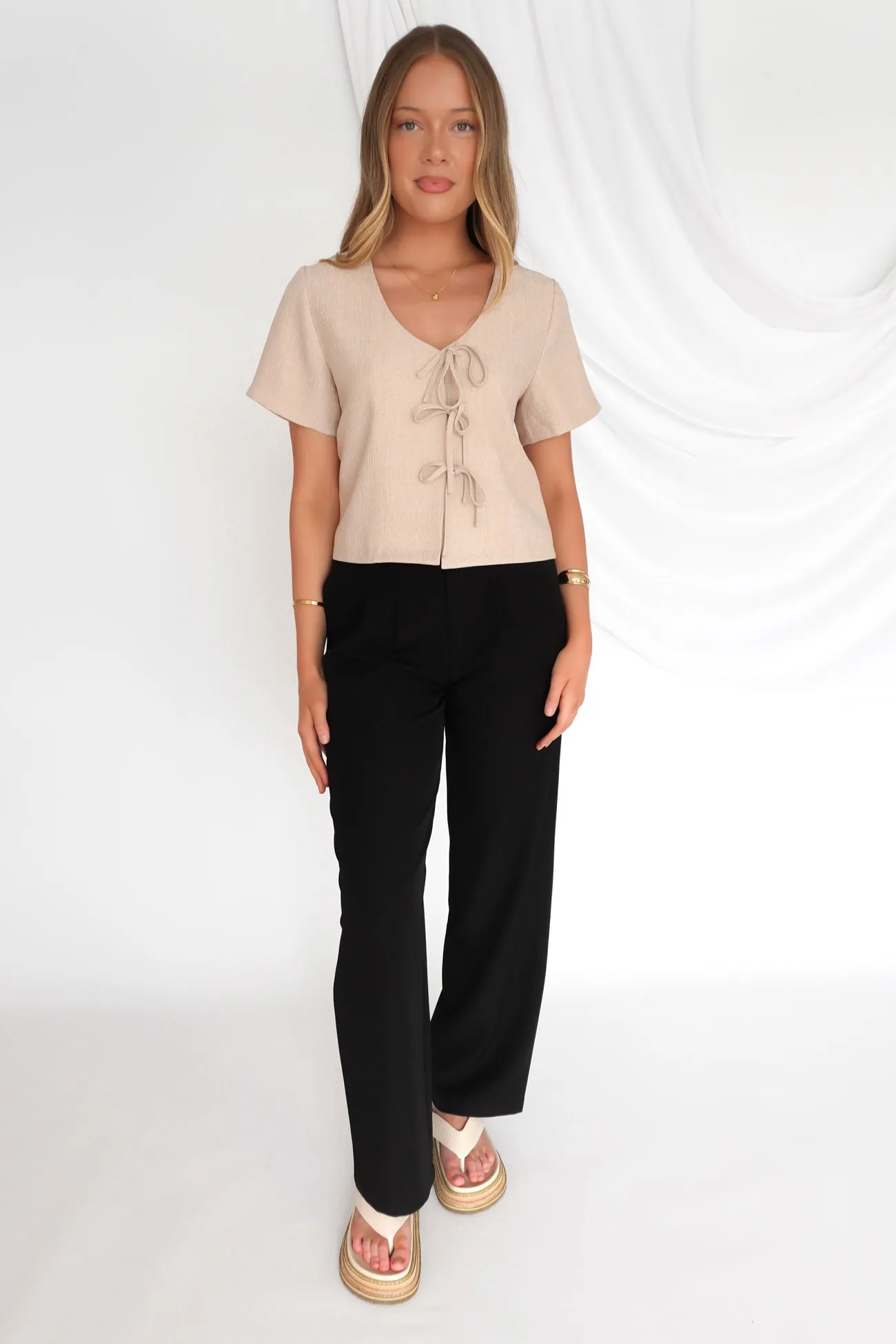 Onyx Tie Tee Oat FlexibleKnit High-End Quality
