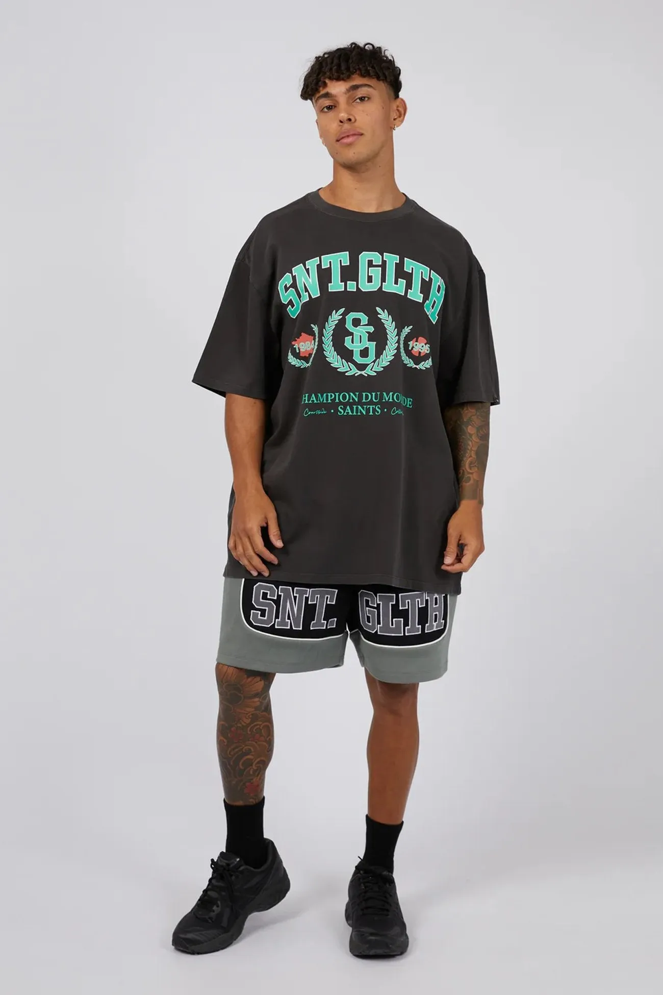 League Tee Coal Stretchable Collar Band Functional Wear