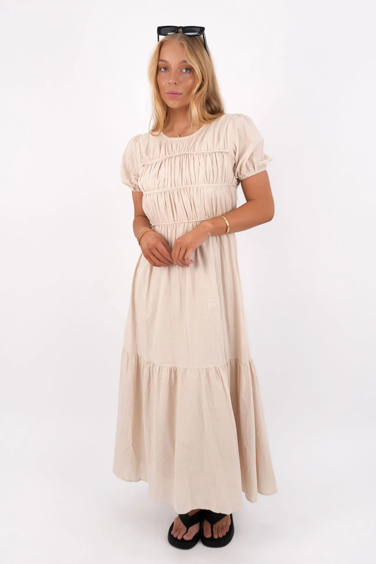 Elodie Maxi Dress Beige Work Favorite Versatile Cut