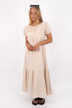 Elodie Maxi Dress Beige Work Favorite Versatile Cut