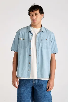 Lee Workers Short Sleeve Shirt Washed Chambray Special Occasion Soft Touch