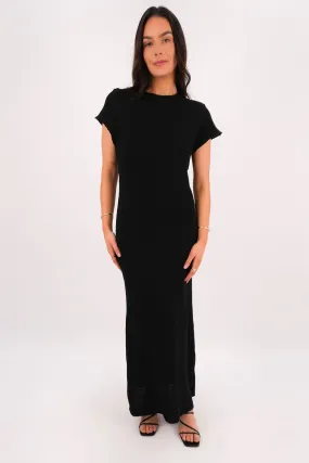 Leela Knit Maxi Dress Black Relaxed day dress Romantic Vibes