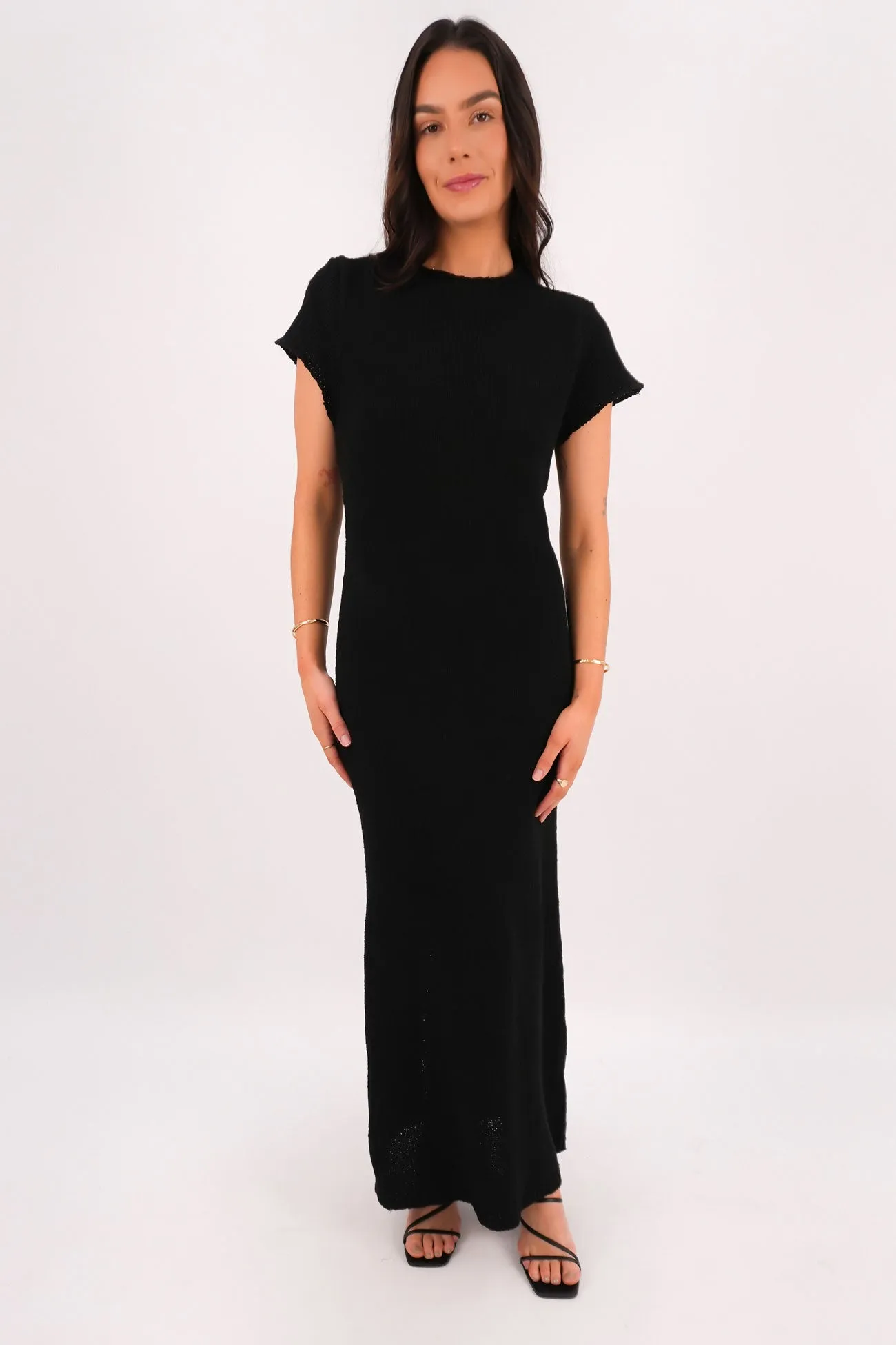 Leela Knit Maxi Dress Black Soft and Chic