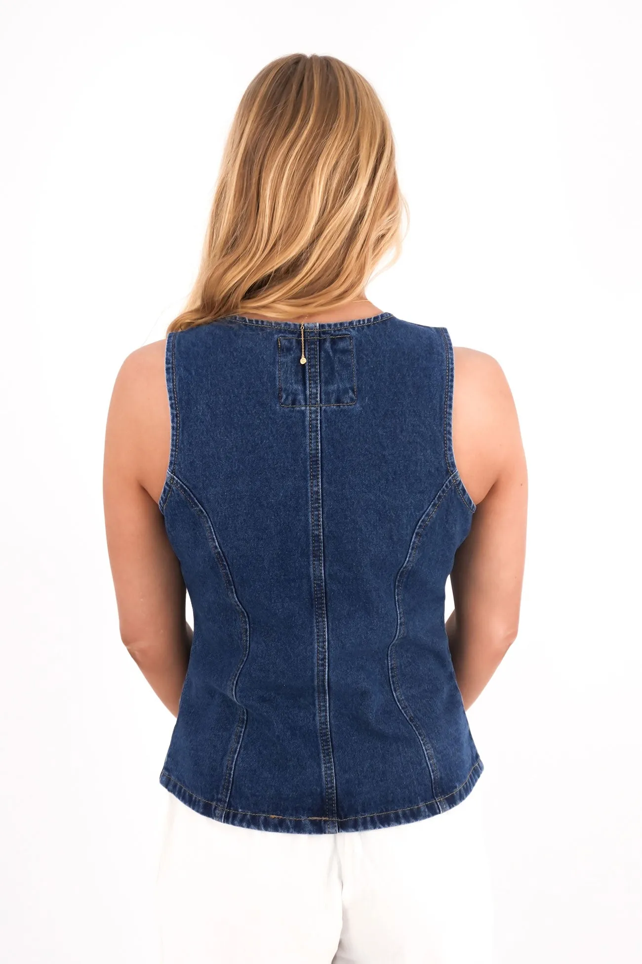 Lena Denim Vest Heritage Blue preparation border