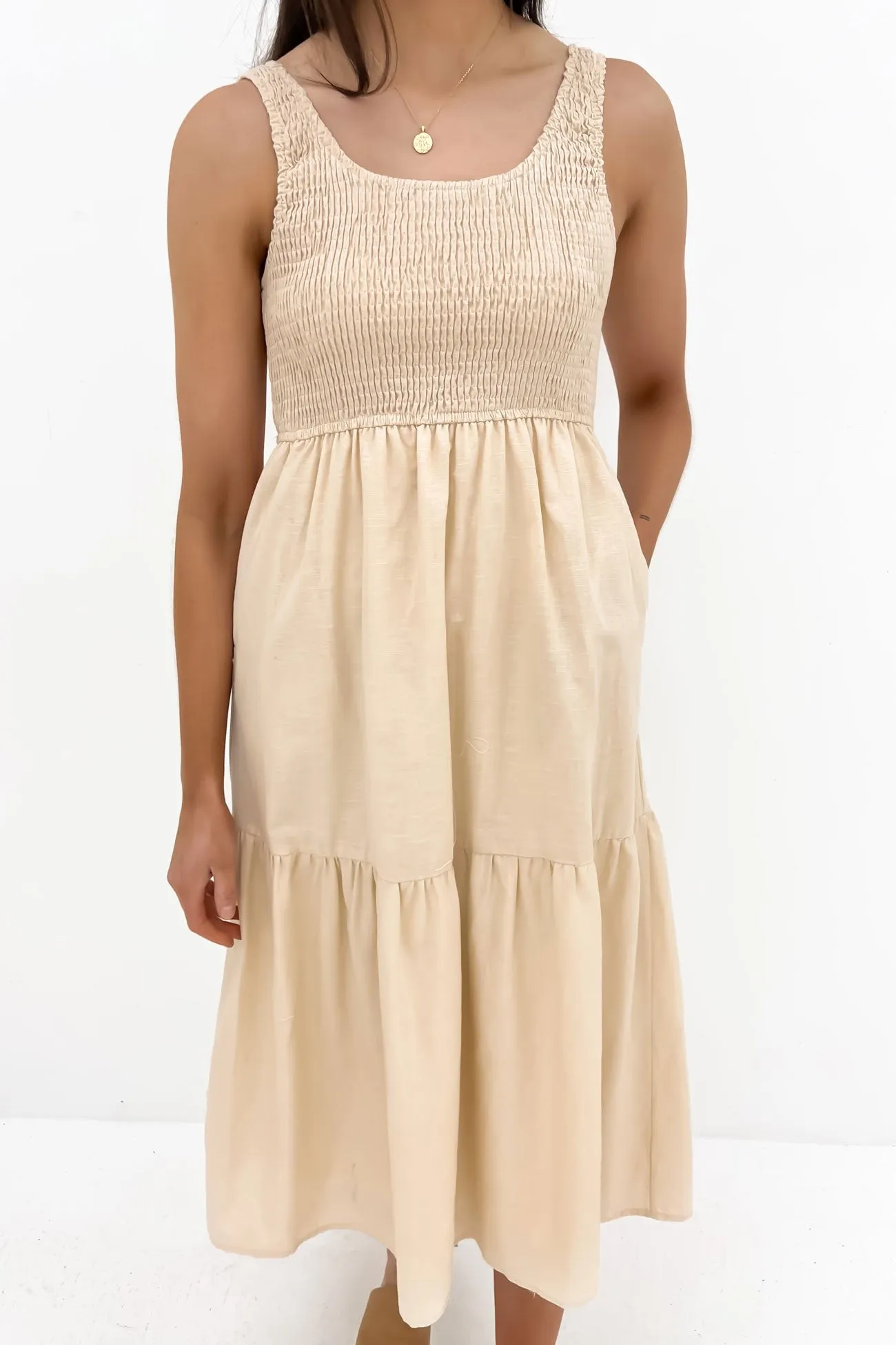 Lenni Midi Dress Beige BreathableFabric