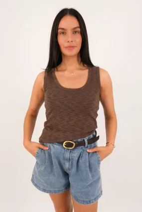 Flexi Stretch Material construction Leonie Tank Chocolate
