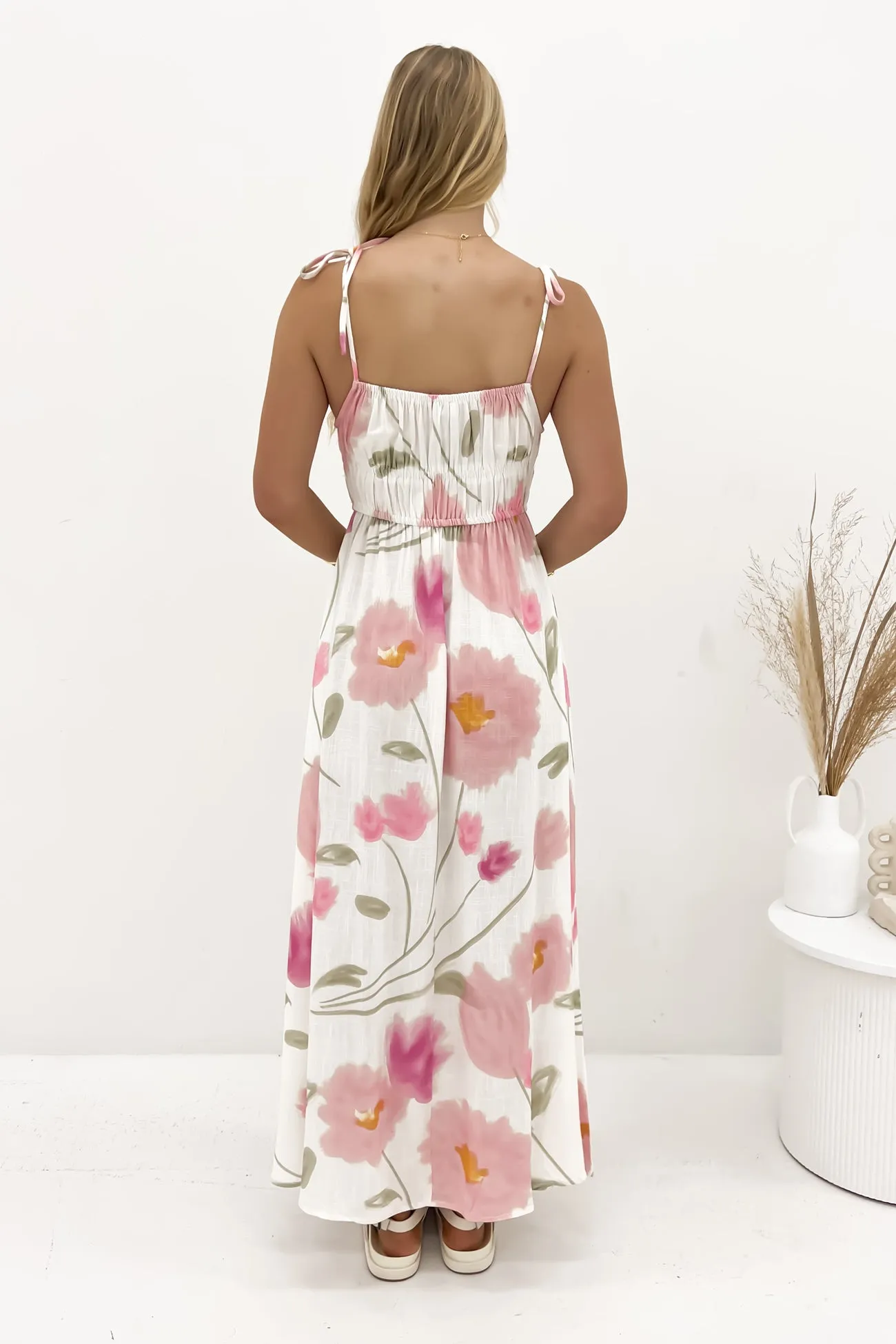 Satin Finish Leora Midi Dress Blossom