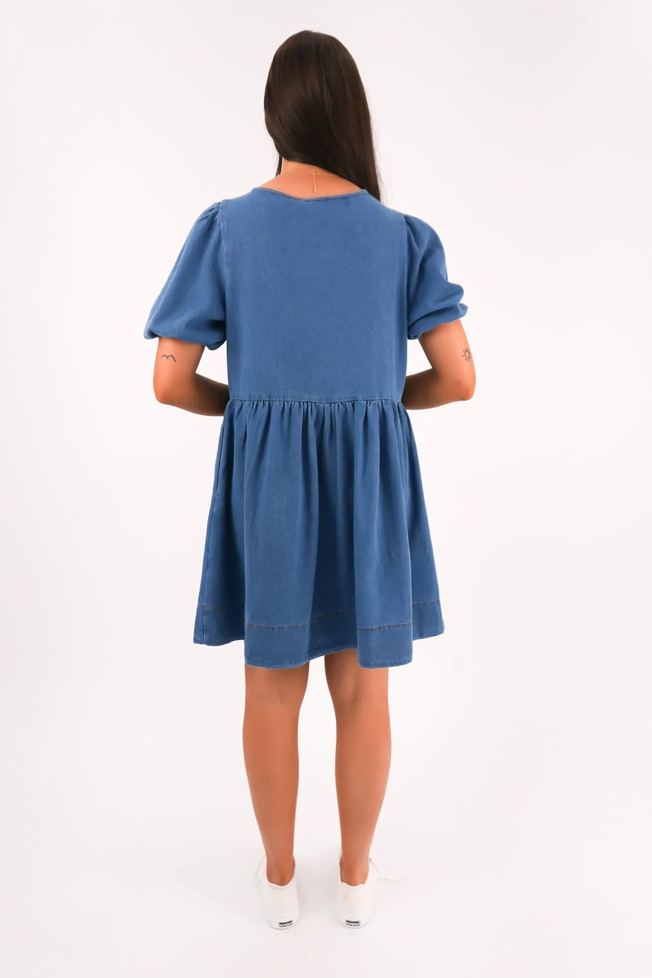 Polished Details Leto Denim Mini Dress Blue