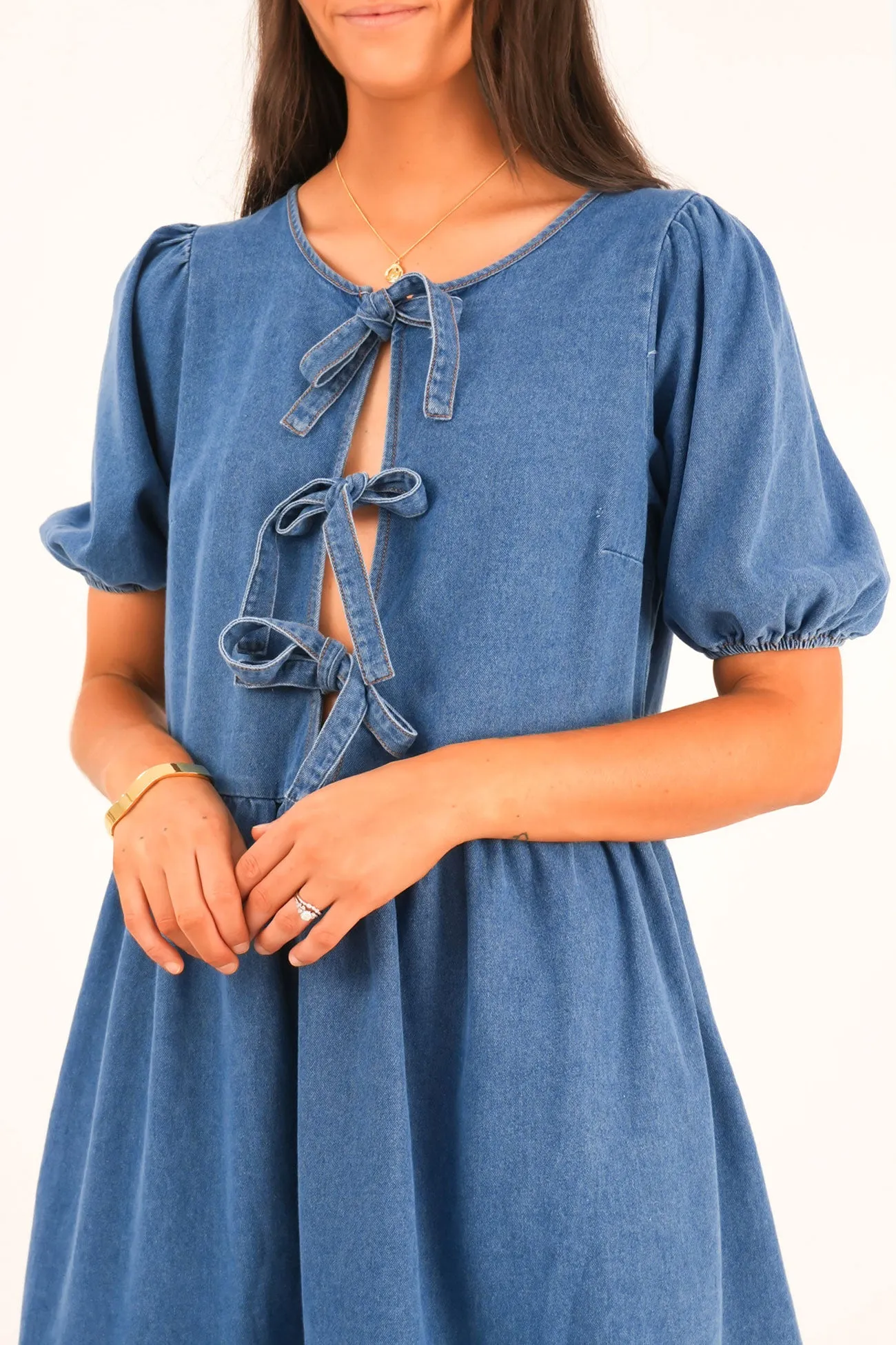 Light Aesthetic Leto Denim Mini Dress Blue