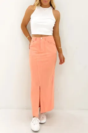 anti static Liberty Maxi Skirt Neon Peach White Stripe