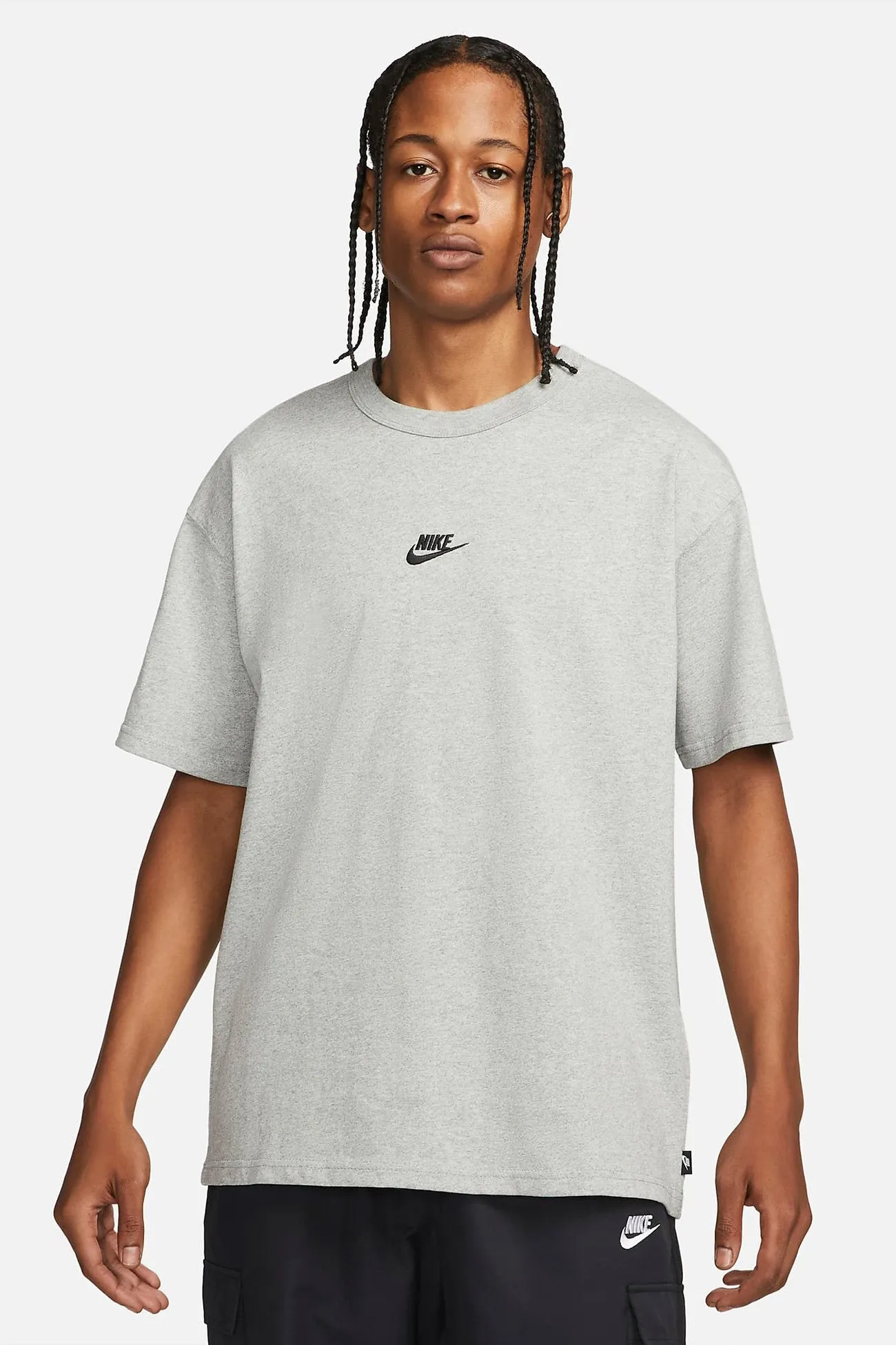 Collared formality Cool and casual Nike Sportswear Premium Essentials Tee DK Grey Heather