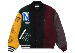 Supreme Mm6 Maison Margiela Split Varsity Jacket Multicolor Adjustable Hood