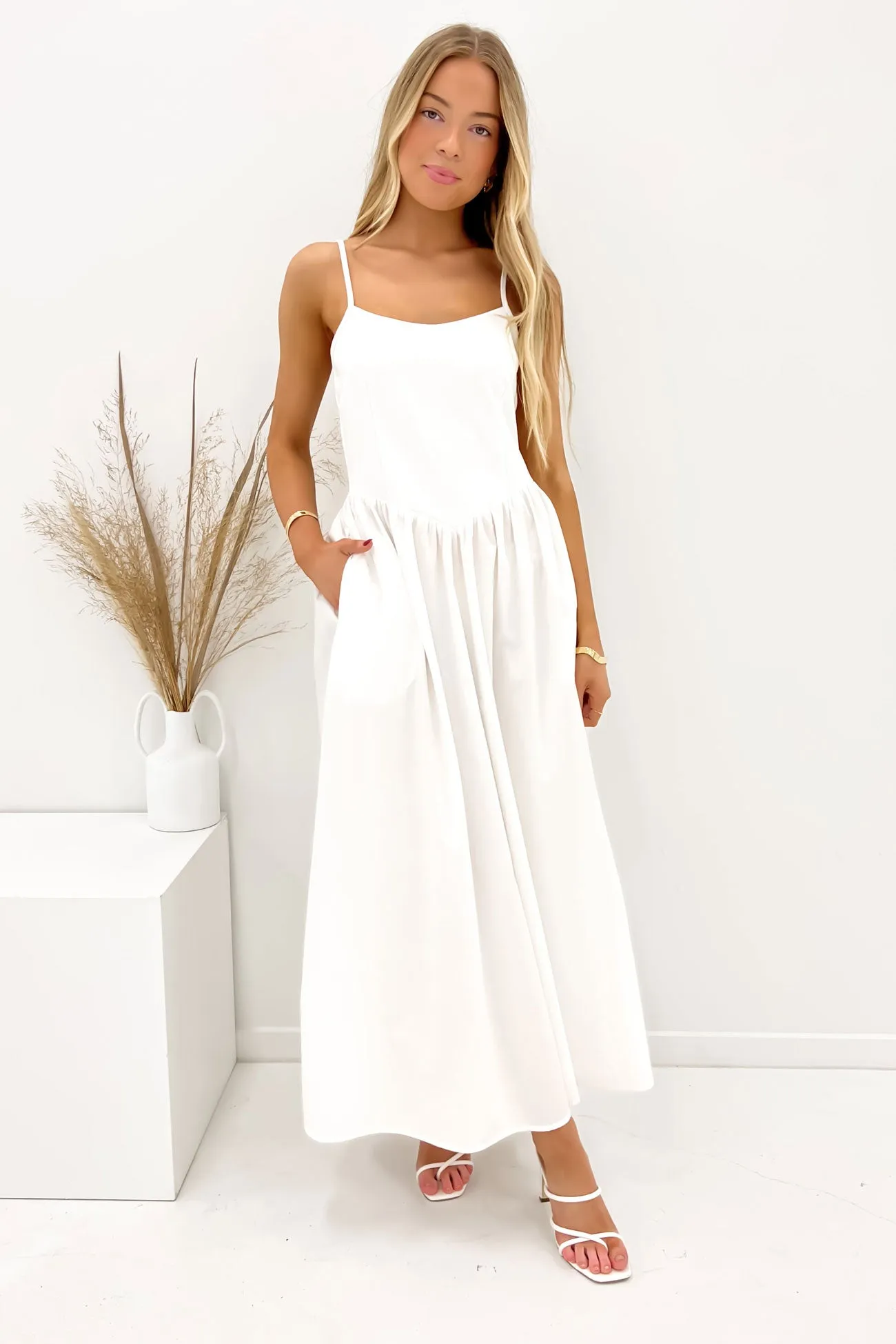 Bright Colors Barton Midi Dress White