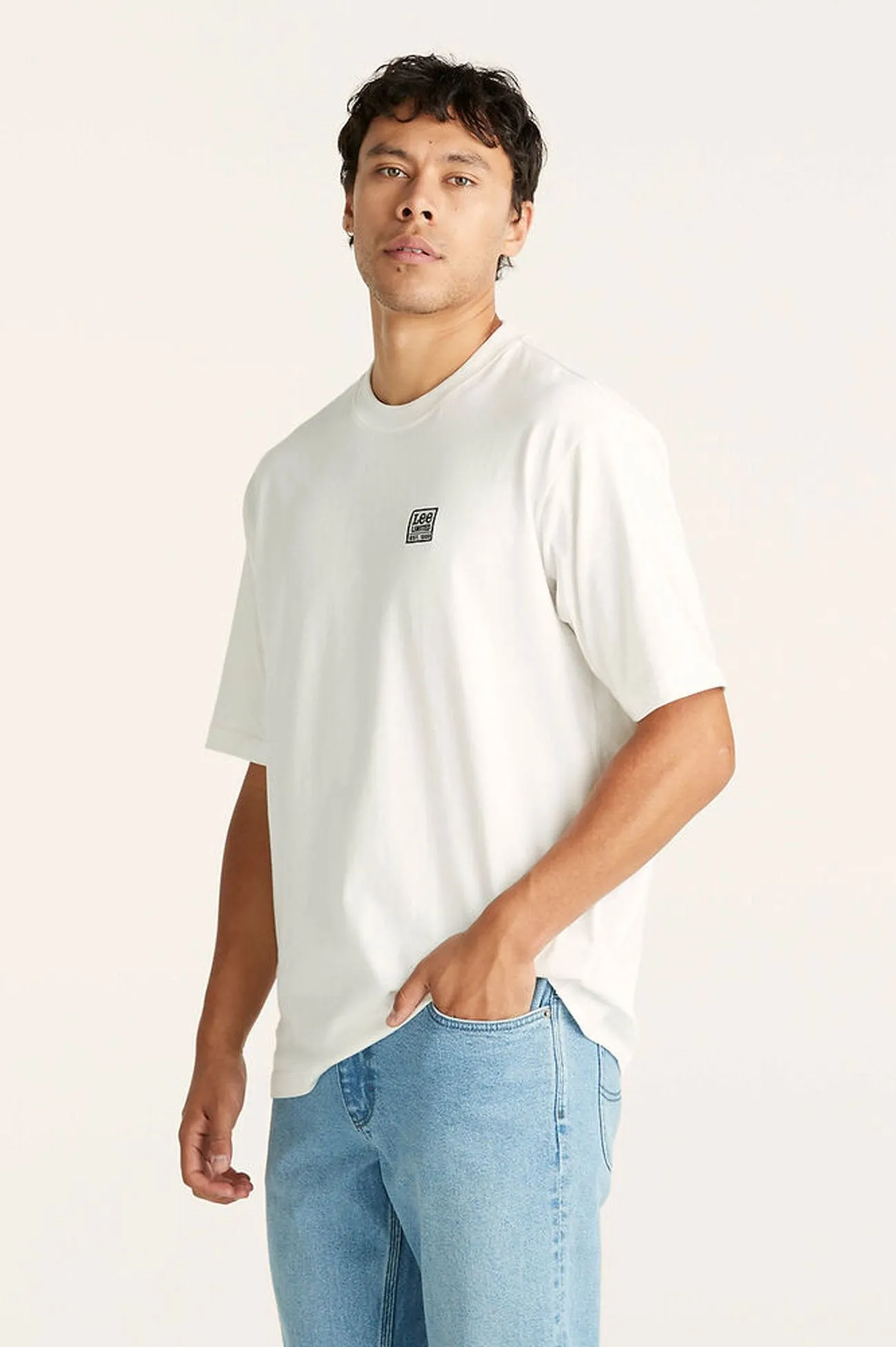 Fresh and Cool ZeroDistressFinish Lee Limited Baggy Tee Vintage White