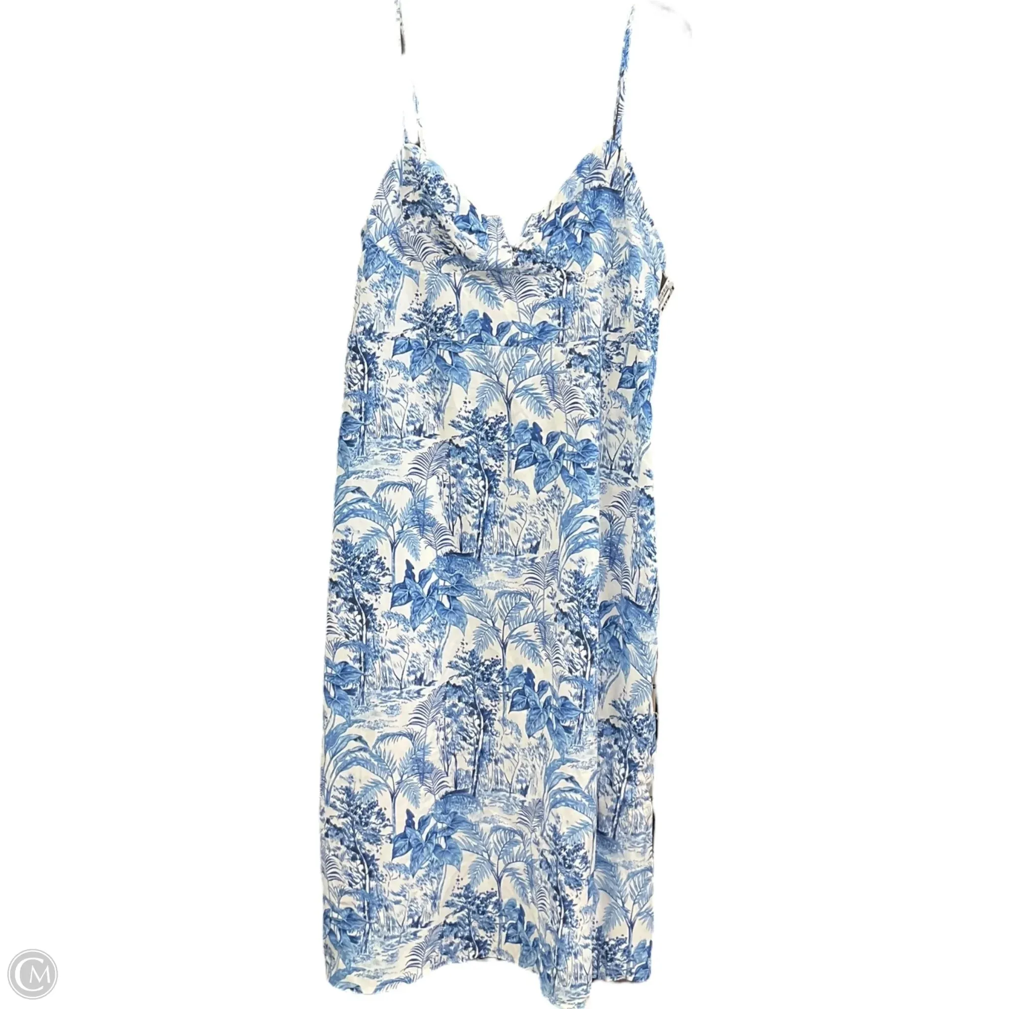 Chic Casual Wear Polished Motion Dress Casual Midi By Clothes Mentor In Blue & White, Size: 3x