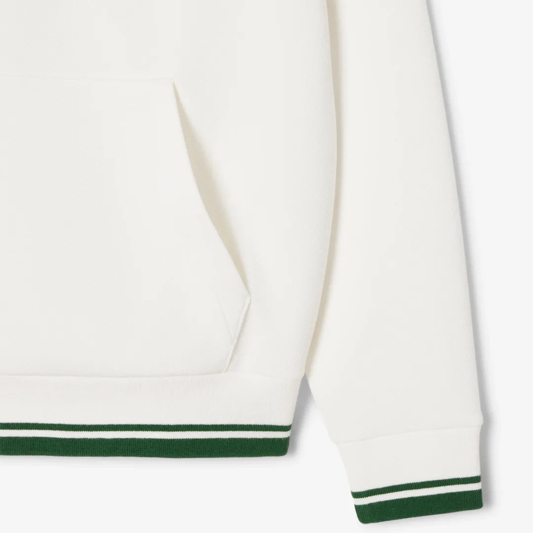 simple design moisture - wicking Lightweight Material Lacoste Women's Heritage 1/4 Zip Sweater - Cream/Green