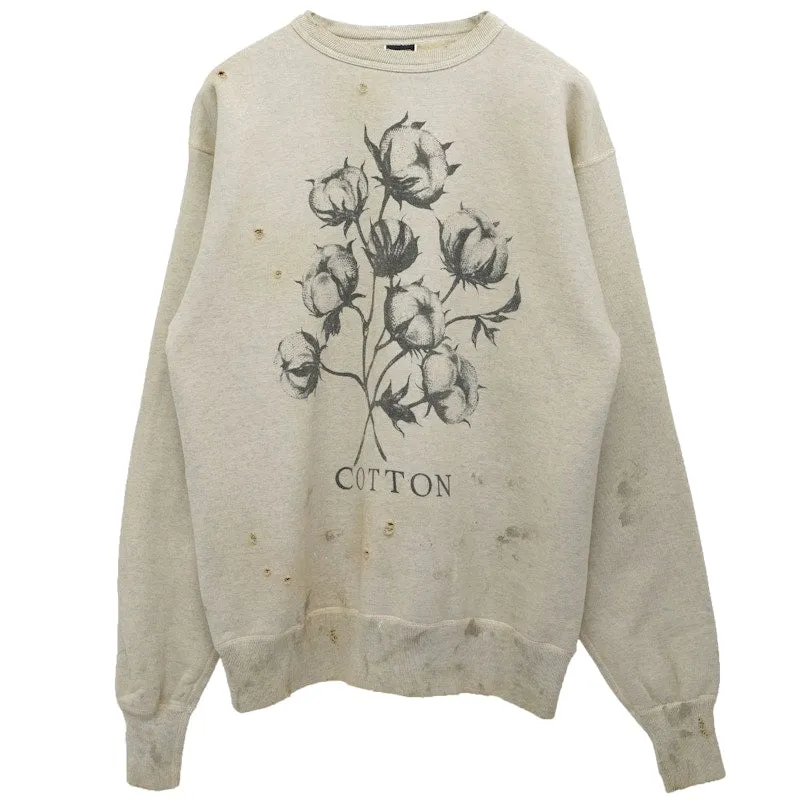 Cashmere material Asymmetric Hem Saint Mxxxxxx X Denim Tears Cotton Crewneck Sweatshirt Grey
