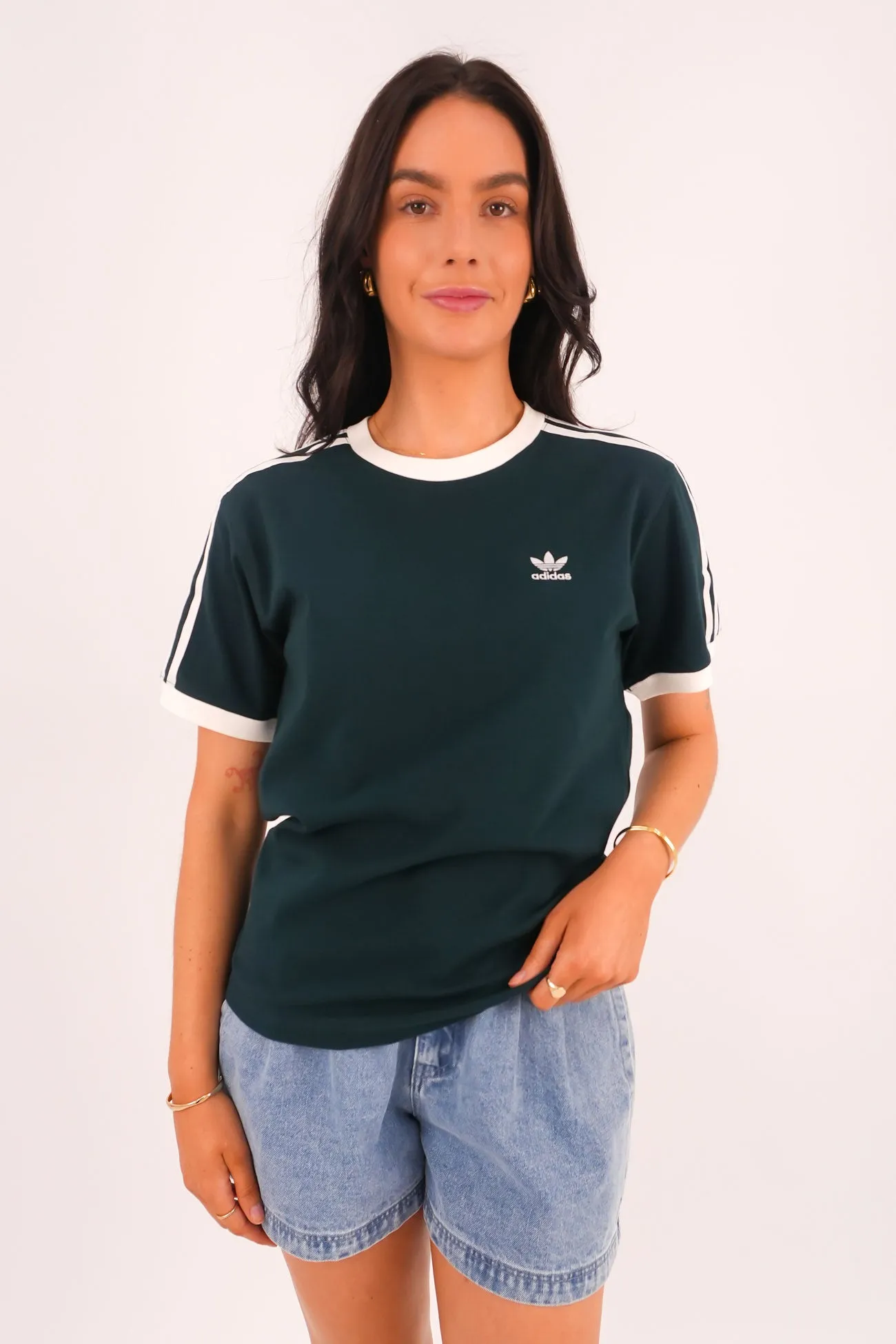 3 Stripe Tee Green Stylish Wearable