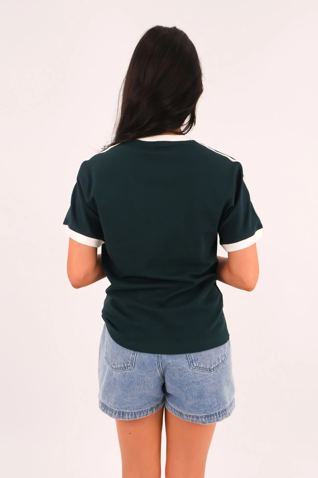 3 Stripe Tee Green Chic and Cozy