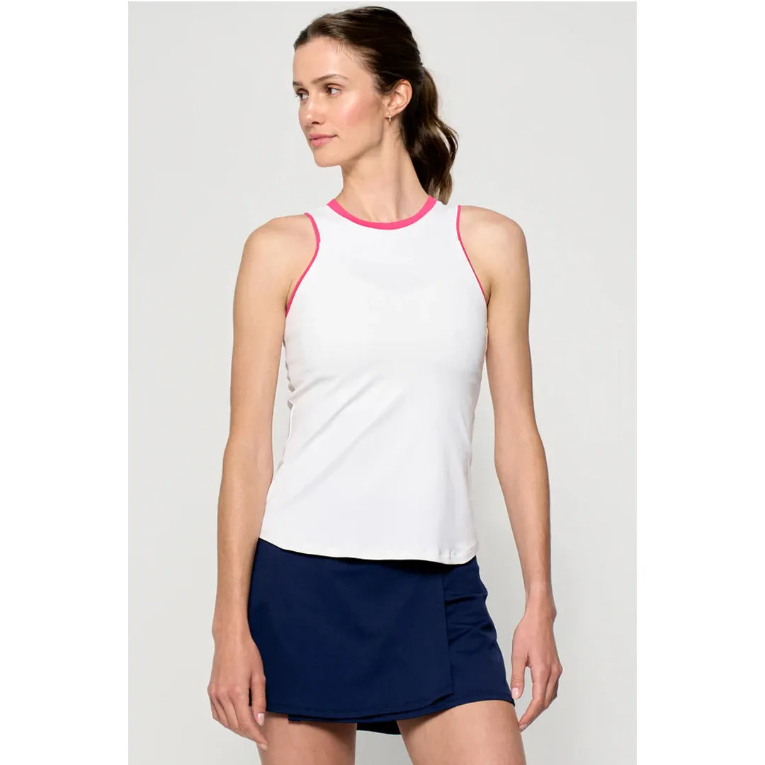 Roll Up Lija Women's The One To Beat Gracey Tank - White/Raspberry premium fabric