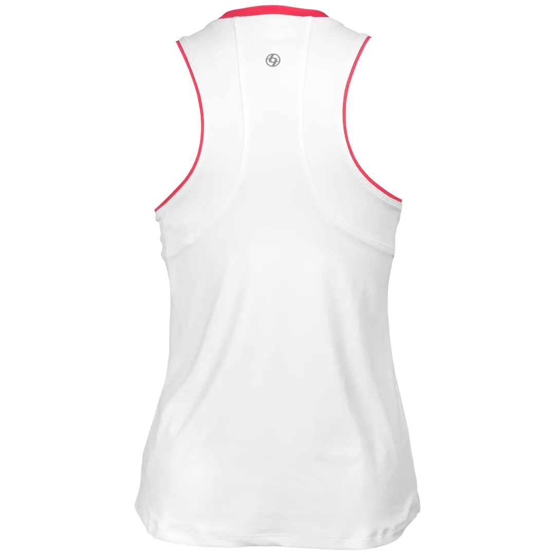 Lija Women's The One To Beat Gracey Tank - White/Raspberry premium fabric Flowy
