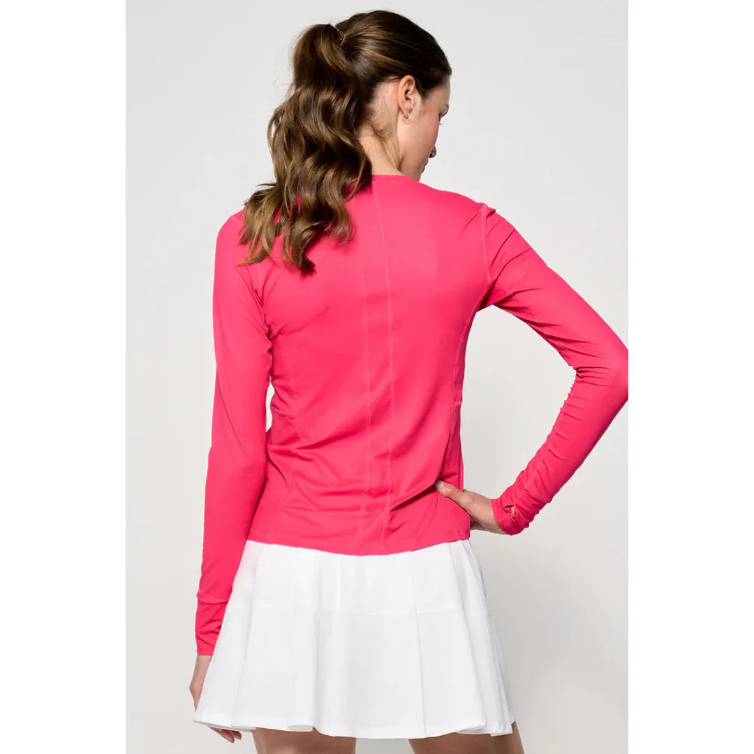 Lija Women's The One To Beat Titan Top - Pink Raspberry mesh panels Stretchable Material