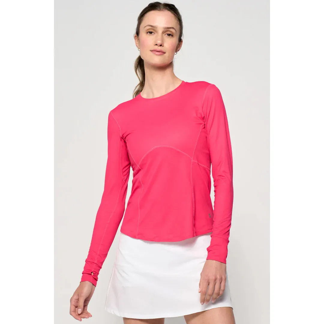 Long Sleeves Lija Women's The One To Beat Titan Top - Pink Raspberry mesh panels