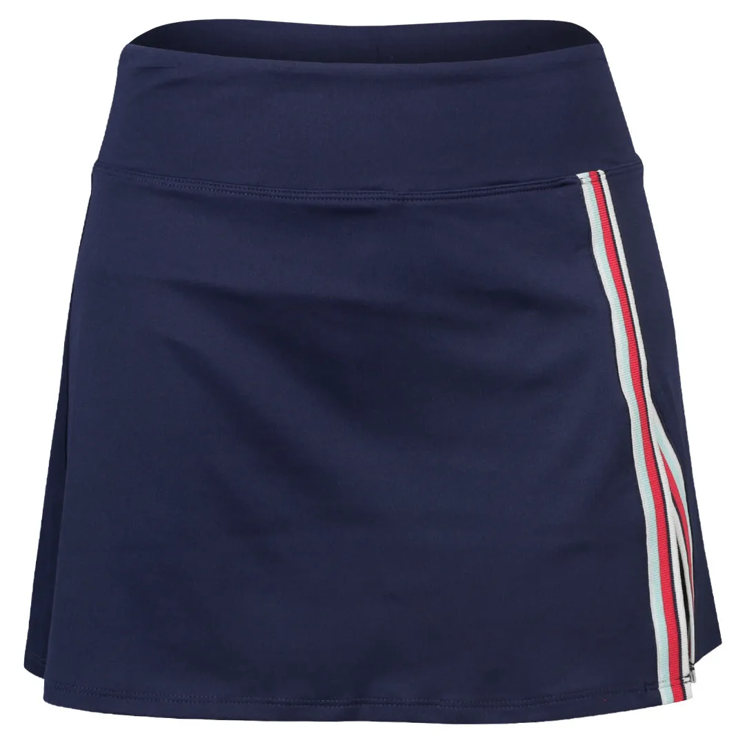 Lija Women's The One To Beat Uprise 13" Skort - Marine/Multi elastic waistband Hand washable Lace trim
