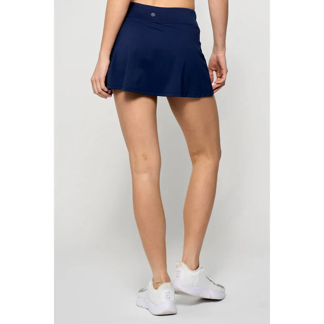 Lija Women's The One To Beat Uprise 13" Skort - Marine/Multi elastic waistband Knitted Precision Sewing