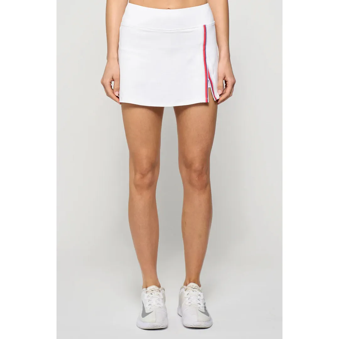 Lija Women's The One To Beat Uprise 13" Skort - White/Multi Stain-Resistant Roll-Up